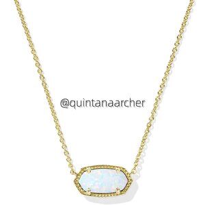 Elisa Gold Pendant Necklace in White Lab Grown Opal